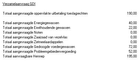 2009.05 Overzicht aangevraagde oppervlakten