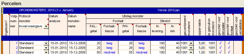 2010.01 voorbeeld 1 monsters gekoppeld tot combimonster 1001