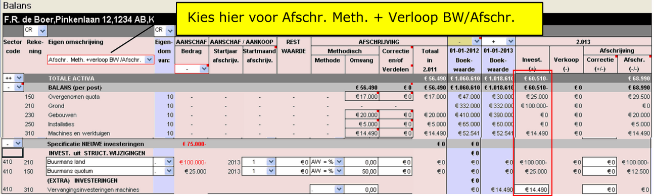 2013.02 Resultaat bekijken bij activa