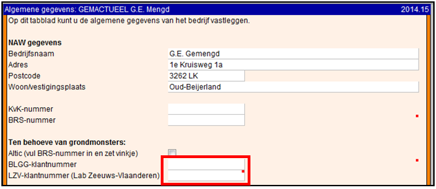2015.16 Invoer klantnummers grondmonsters