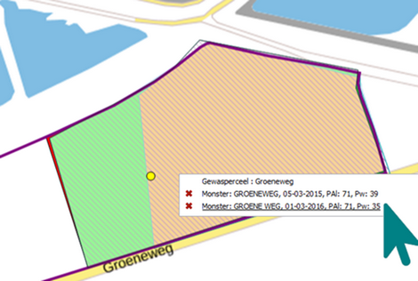 2018.06 GEO tool Perceel met 2 geldige monsters monster 2 geselecteerd