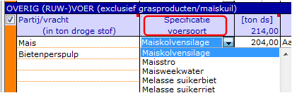 2018.14 BEX Specificatie voersoort