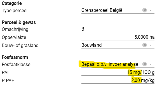 2025.09 CheckAgro - overig perceel - fosfaatklasse obv analyses